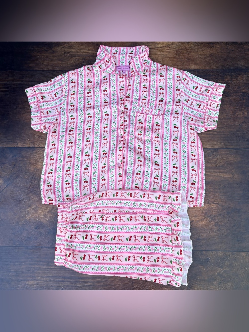 Simply Southern Women's Cherry Print Pajama Set Size Large